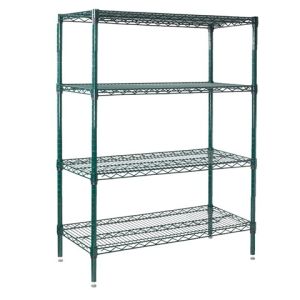 China Adjustable Commercial Shelving Green Epoxy Coated 4 Shelves Waterproof Surface on sale