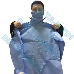 Impervious Sterile SMS SMMS SSMMS Disposable Surgical Gown Integrated Mask