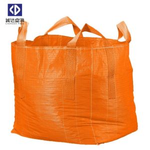 China Garbage Big PP Bulk Bags 1 Ton Tote Bag Flat Bottom 100 X 100 X 100cm 4 Cross Corner Loops on sale