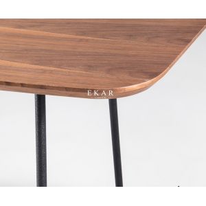 Modern Simple Metal Frame Rectangle Wood Dining Table