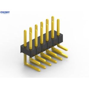 Insulation Resistance Right Angle Pcb Header , Dual Row Male Header Connector