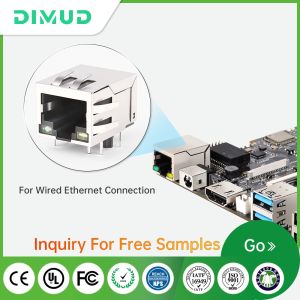 180 Degree 8P8C RJ45 Connector with LED Green/Yellow for PCB Mount