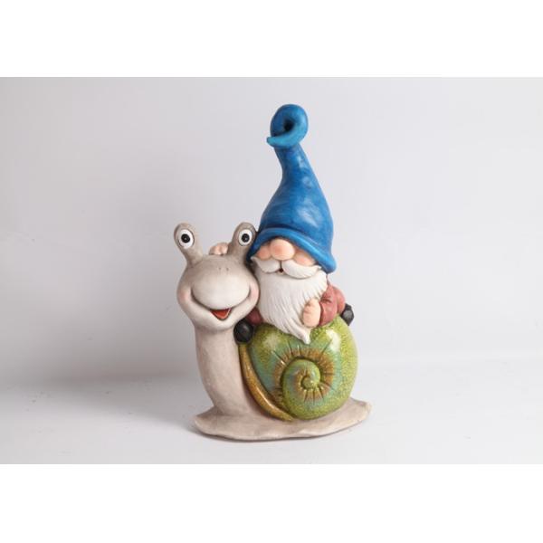 OEM / ODM Magnesium Oxide Garden Statue Gnome Riding On Turtle Statue