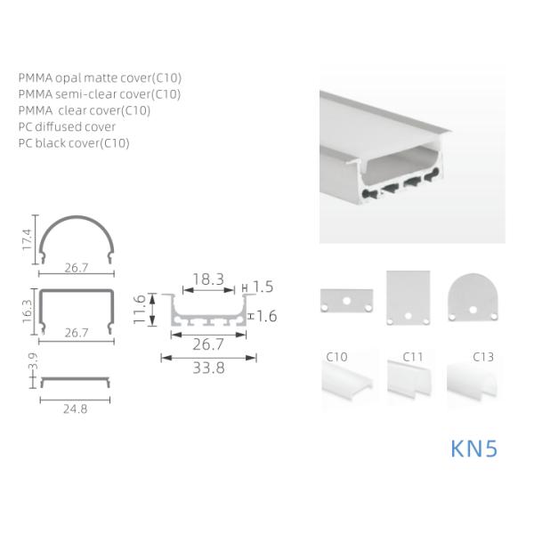 PMMA Cover Aluminum LED Extrusions Sandblasting With PC Diffuser
