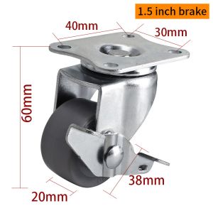 EDL Mini Caster Wheels 1.5inch 30kg Plate TPE by Rigid, Swivel and Brake type