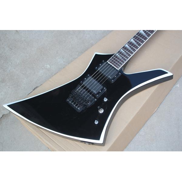 Quality Factory Custom Black Body Electric Guitar whit Floyd Rose,White Binding Neck,Black Hardware,Rosewood Fretboard wholesale