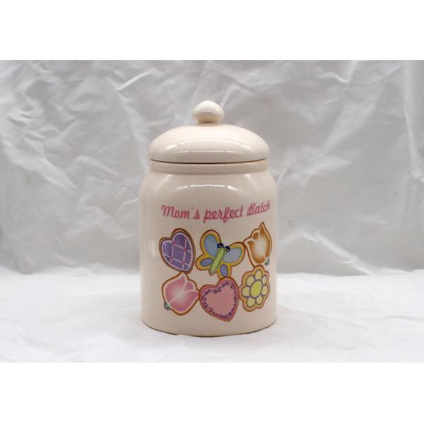 Quality Favourite Ceramic Cookie Jar Dolomite Food Canister With Beautiful Decal wholesale