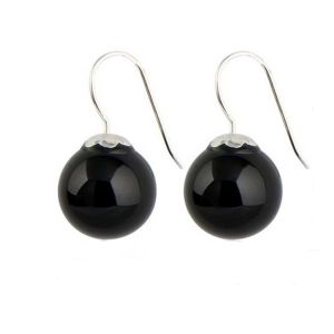 China 925 Sterling Silver Dangle Earrings with Black Onyx Bead (011634BLACK) on sale