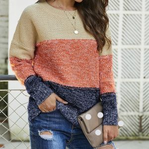 Long Sleeve Free Size for Customer Requirements Casual Thick Thread Color Block