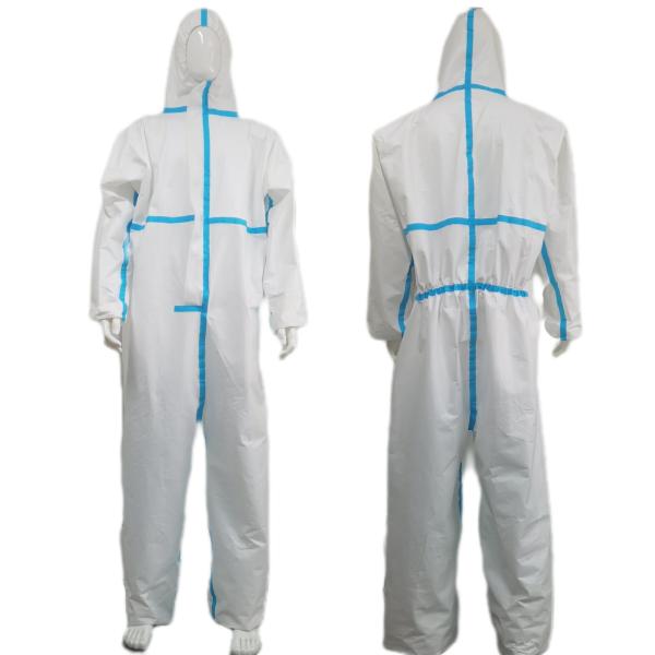 Quality Disposable Microporous Coveralls with Tape Seamed Waterproof Waist and Hooded Style wholesale