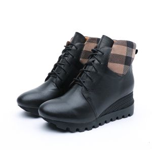 S200 Factory autumn and winter new lace-up wedge-heel trifle short-tube handmade