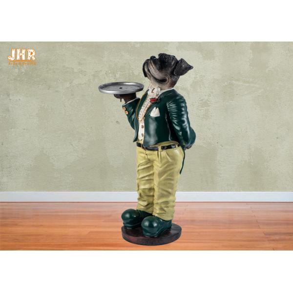 Antique Dog Figures Polyresin Statue Figurine Resin Dog Holding Tray Sculpture