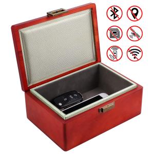 Cheap MONOJOY Key Fob Faraday Box Signal Blocker Birch Wood No Relay Hacking Possible for sale