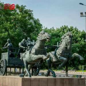 Regional Feature Cast Copper Sculpture of Chinese Bronze Carriage for Urban