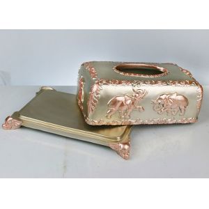 Custom Pattern Resin Decoration Crafts , 260*160*130mm Household Napkin Box