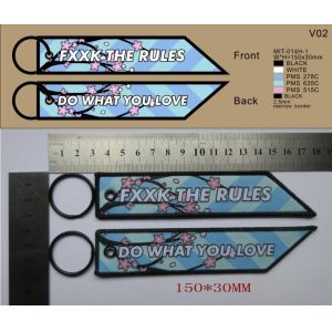 Pantone Polyester Custom Woven Keychain Flexible Unbreakable With Ring