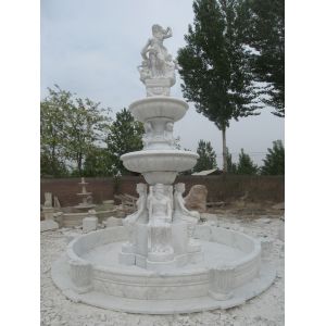 China Man and Woman Statue Carved White Marble Stone Fountain on sale