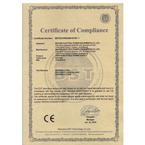 Baykee Electric Power Equipments Co., Ltd Certifications