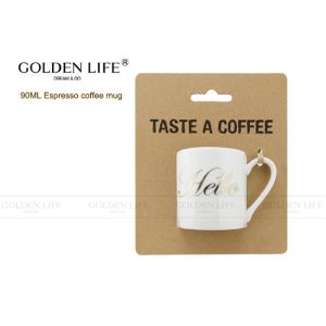 AB Grade Level Custom Coffee Mugs 90cc Straight Shape With Real Gold Design