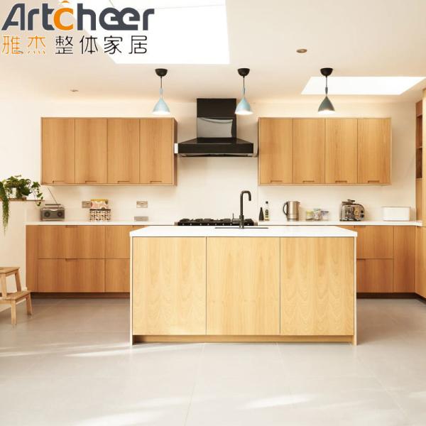 Modular Vietnam PET Surface Finish Customized Kitchen Cabinet MDF Material for