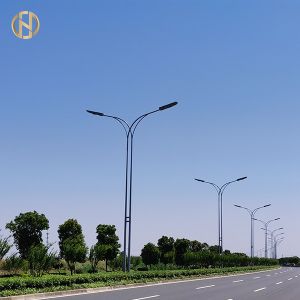 Galvanized Street Light Pole 7M Street Lamp Pole Customized Height