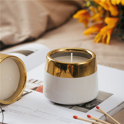 Luxury Handmade Custom Ceramic Candle Jars With Golden Electroplated