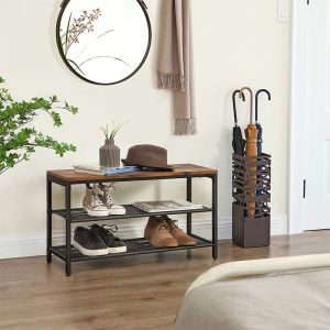 Storage Shoe Bench, Particleboard Shoe Rack, Shoe Bench with Shelves, Industrial