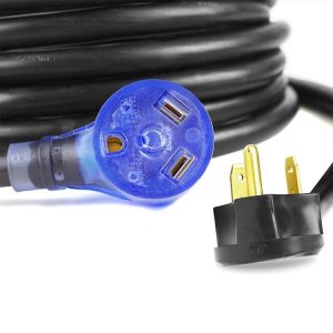 30Amp Heavy Duty RV Extension Cord 10 AWG ETL Listed 50ft TT-30P to TT-30R with