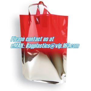 CLEAR FROSTED SOFT LOOP SHOPPER BAG,Soft Loop Handle Plastic Bag OEM Plastic