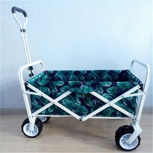 7" PU Wheel Folding Garden Carts Wide Beach Cart Trolley 70kgs