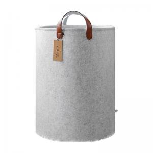 China 4mm Laundry Grey Felt Storage Basket With Imitation Leather Handles on sale