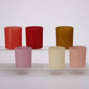 China Electroplating Cylinder Votive Glass Jar Candle Holders For Wedding Decorative on sale