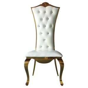 Cheap Precious Tall White Bridal Chair Tufted Button Back For Wedding Reception for sale