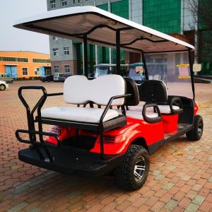 Red 4+2 golf cart can carriage 6 passenger with 10 inch tyre and 4 kw motor low