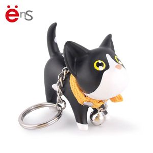 Cute Promotional Plastic Keychain , Pvc Rubber Keychain Cat Shaped