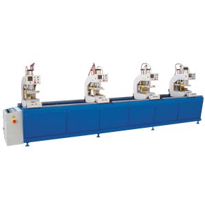 Blue Auto UPVC Window and Door Machinery Four Head Welding Equipment