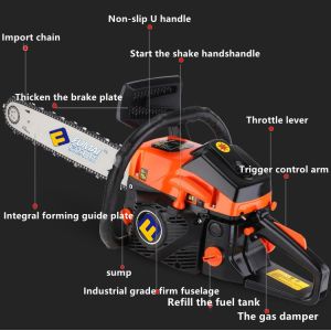 Cordless Air Cooling 2 stroke 58cc 2.4KW Anti slip gasoline Chainsaw Tree saw Wood working Chainsaw forest wood Cutter
