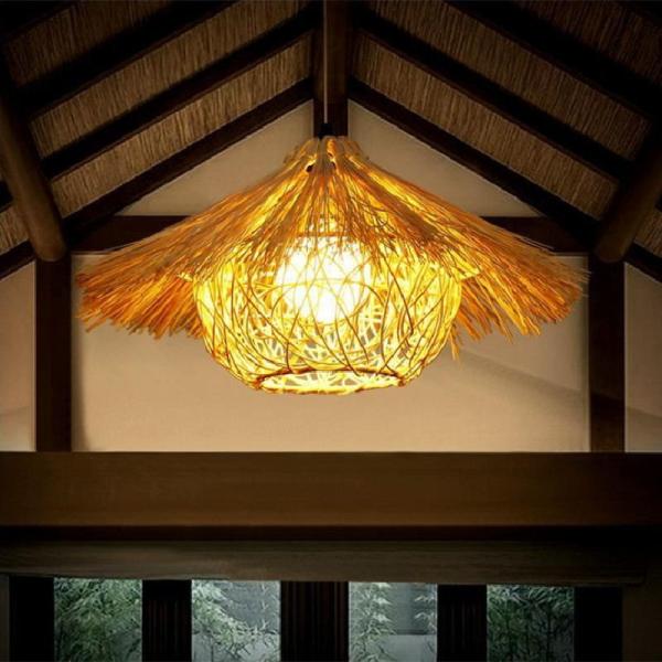 Hand Woven Rattan Pendant Lamp Restaurant Bedroom Corridor Chandelier Indoor Led