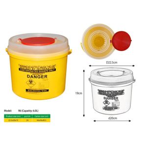 6 Litre Sharps disposal container, Sliding Lid, Red,Sharps Container |