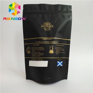 Stand Up Plastic Pouches Packaging Coffee Bag With Zipper And Valve
