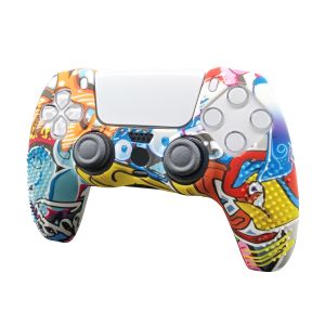 Water-Transfer Print Graffiti Pattern Silicone Protective Case For PS5 Anti-Slip