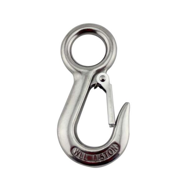 Quality 304 Stainless Steel Large Eye Crane Lifting Hook with Latch OEM and Durable Design wholesale