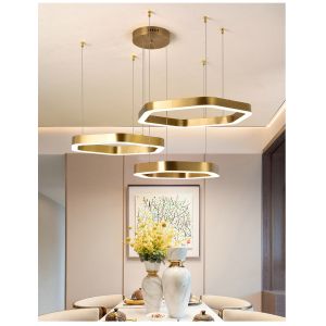 Modern Led Chandelier Gold Living Room Lamp Simple Creative Gold Chandelier(WH