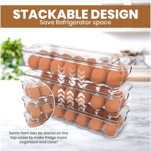 Home Egg Container With Lid And Handle For Refrigerator Organization- Pack Of 2