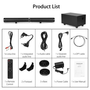 2.0 Channel Wireless Bluetooth Soundbar 80W With Remote Control