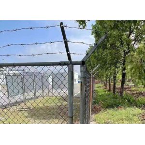 Hot Dip Galvanized Chain Link Fence 8 Ft Tall Top With Barbed Wire