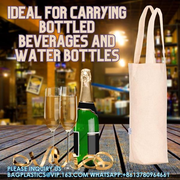 Wine Carrying Bag Set, Ideal Bottle Carrier, Cotton Canvas Gift Pack, Picnic Wine Accessories