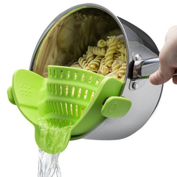 Quality Adjustable Rice Clip On Silicone Colander For Pots And Pasta Strainer wholesale