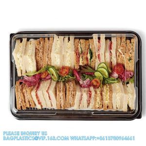 Rectangle Cake Platter With Lid Reusable Buffet Catering Sandwich Trays