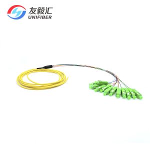 Single Mode OS2 SC APC Pigtail 12 Core Fanout G657A2 Fiber 1.5m For Splicing